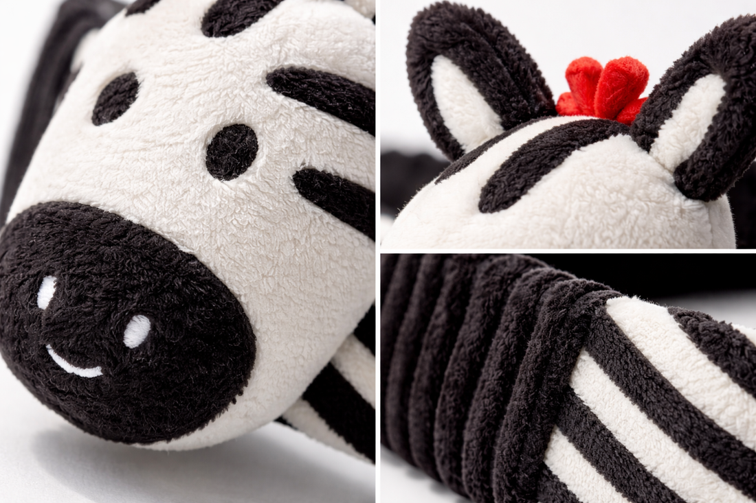 high contrast black and white zebra toy for babies