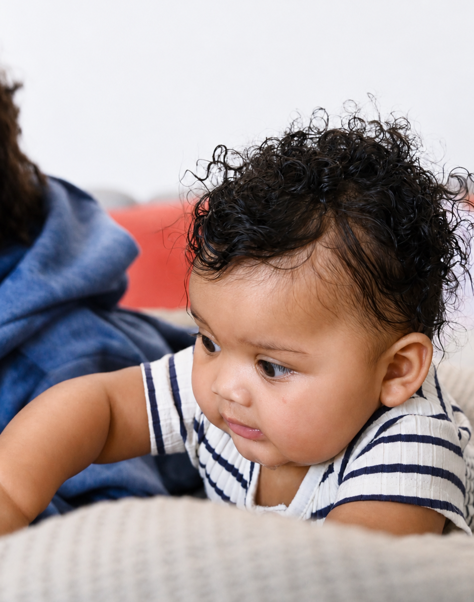 baby doing tummy time